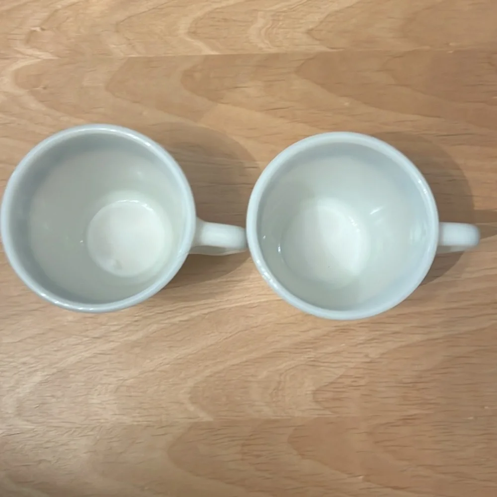 Set of 2 vintage Pyrex 1410 white & blue coffee mugs Old Town Blue pattern - Picture 2 of 6